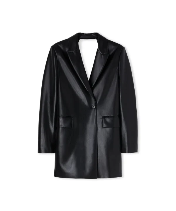 MSGM Abito Blazer A Portafoglio In Eco-Nappa Con Dettaglio Apertura Sul Retro Black Discount