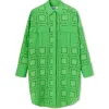 MSGM Abito Chemisier In Cotone Sangallo Green Fashion