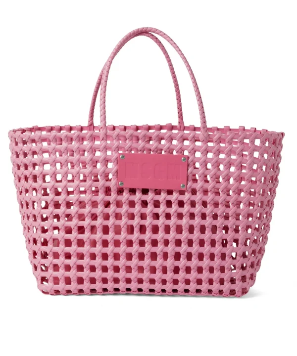 MSGM Basket Net Bag Con Mini Pouch Corredata In Ecopelle Pink Fluo New