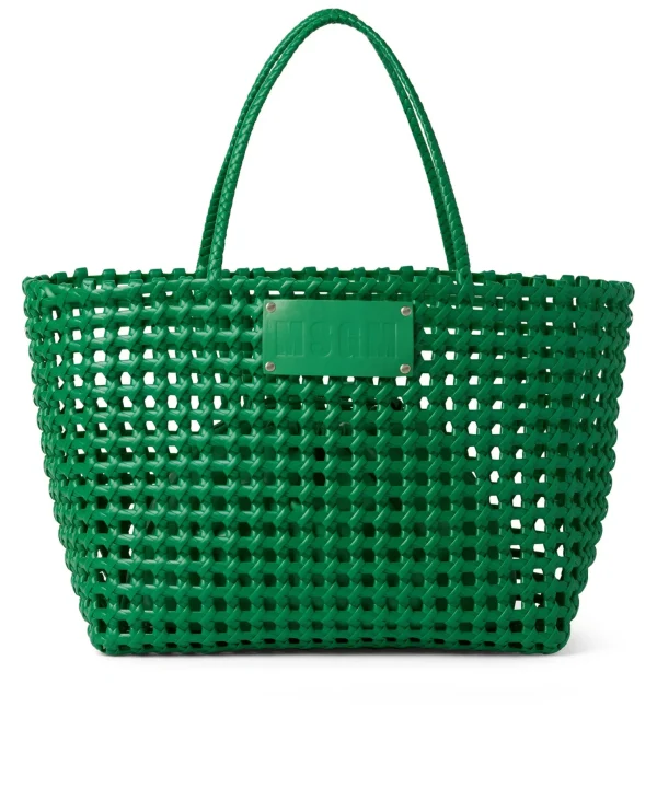 MSGM Basket Net Bag Con Mini Pouch Corredata In Ecopelle Green Clearance