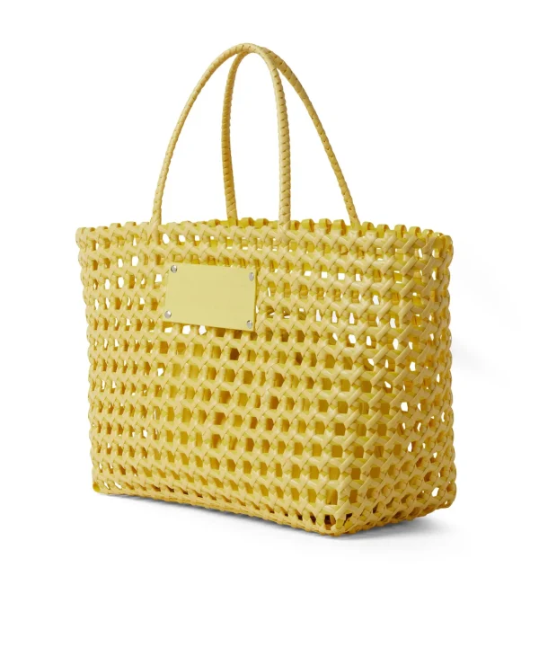 MSGM Basket Net Bag Con Mini Pouch Corredata In Ecopelle Yellow New