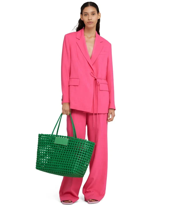 MSGM Basket Net Bag Con Mini Pouch Corredata In Ecopelle Green Clearance