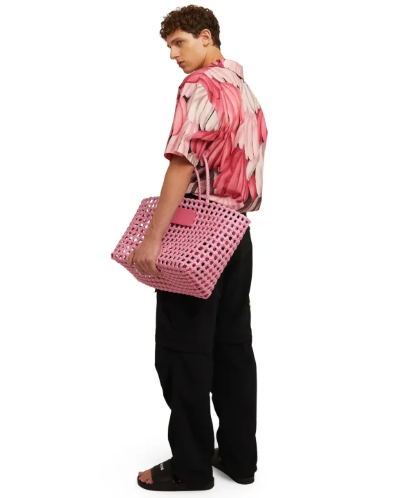 MSGM Basket Net Bag Con Mini Pouch Corredata In Ecopelle Pink Fluo New