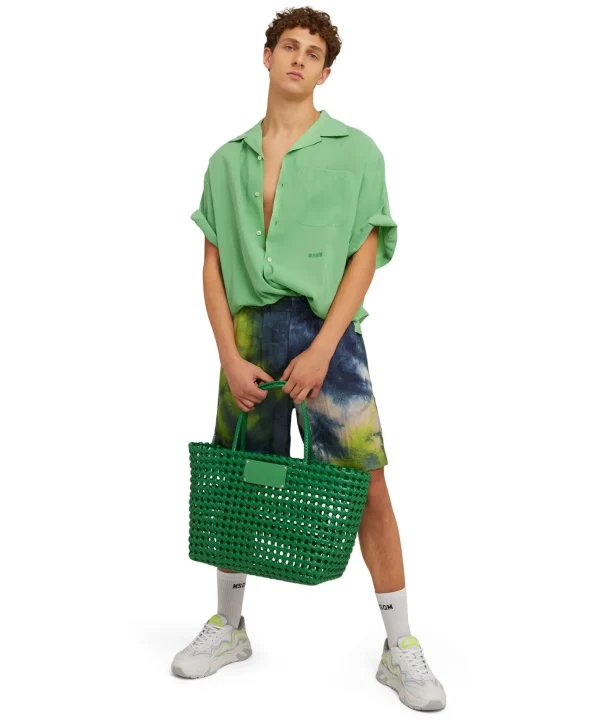 MSGM Basket Net Bag Con Mini Pouch Corredata In Ecopelle Green Clearance