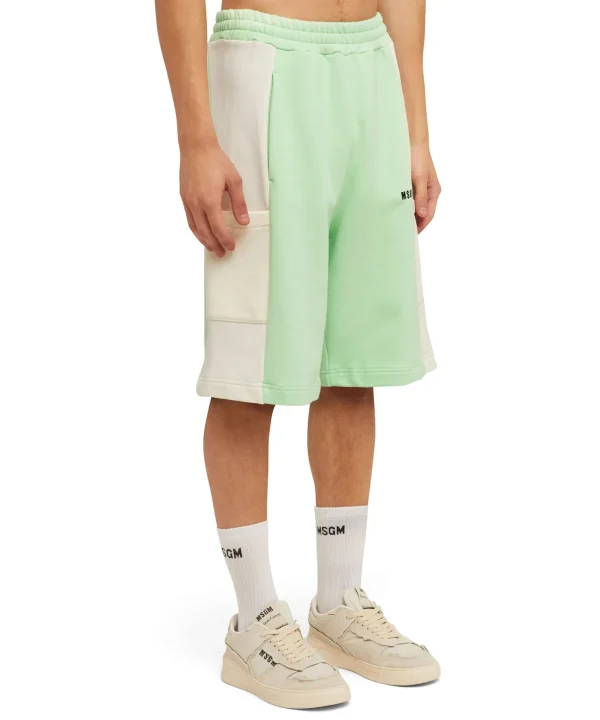 MSGM Bermuda Bicolore In Cotone Organico Della Capsule Fantastic Green Light Green Shop