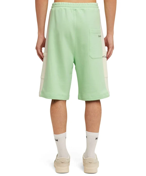 MSGM Bermuda Bicolore In Cotone Organico Della Capsule Fantastic Green Light Green Shop