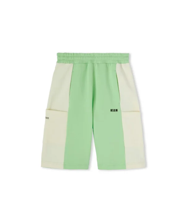 MSGM Bermuda Bicolore In Cotone Organico Della Capsule Fantastic Green Light Green Shop