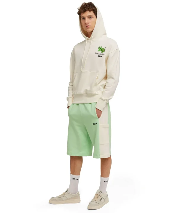 MSGM Bermuda Bicolore In Cotone Organico Della Capsule Fantastic Green Light Green Shop