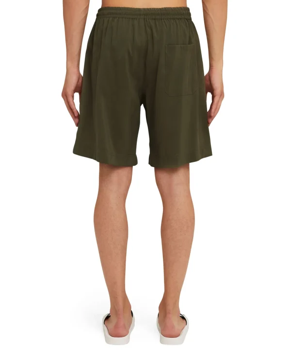 MSGM Bermuda Fluido In Viscosa Tinta Unita Military Green Cheap