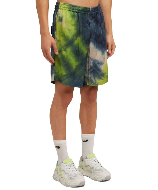 MSGM Bermuda Fluido In Viscosa Tie Dye Green Sale