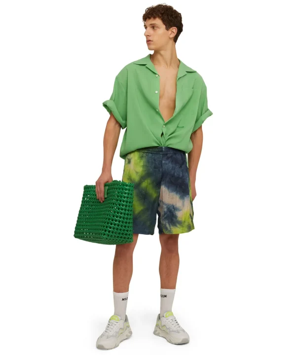 MSGM Bermuda Fluido In Viscosa Tie Dye Green Sale