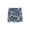 MSGM Bermuda In Cotone Popeline Bacchettato Con Stampa "Hibiscus" Blue Cheap