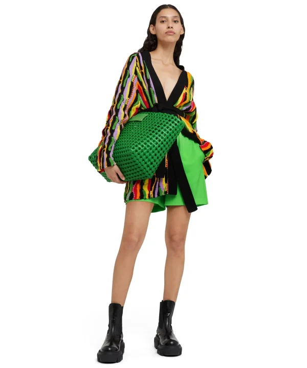 MSGM Bermuda In Fresco Di Lana Con Banda Elastia Green Online