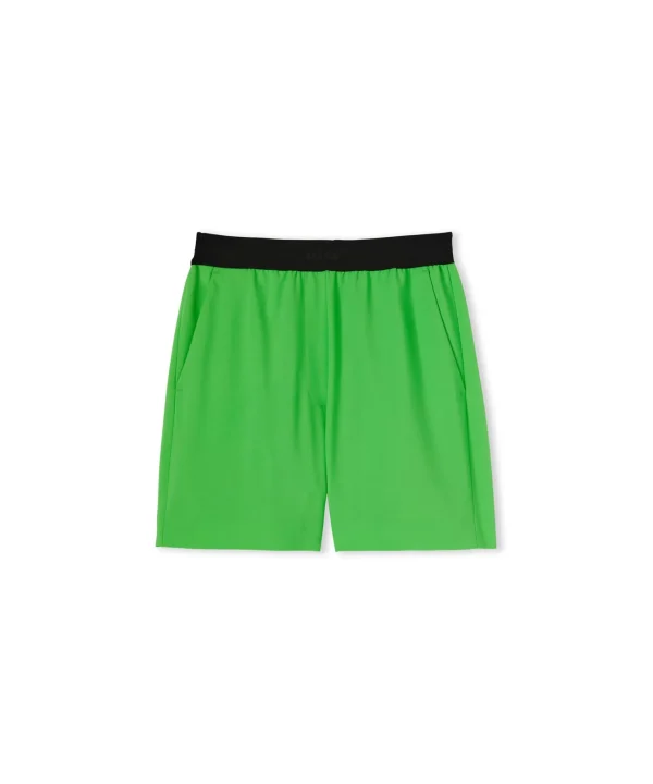 MSGM Bermuda In Fresco Di Lana Con Banda Elastia Green Clearance