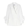 MSGM Blazer Doppiopetto In Double Crepe Cady Con Rouches Applicate White Best Sale