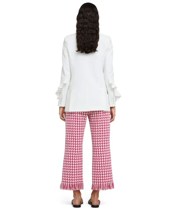 MSGM Blazer Doppiopetto In Double Crepe Cady Con Rouches Applicate White Best Sale