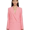 MSGM Blazer Doppiopetto In Viscosa Pink Cheap