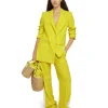 MSGM Blazer Doppiopetto In Viscosa Lemon Yellow Hot