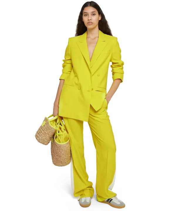 MSGM Blazer Doppiopetto In Viscosa Lemon Yellow Hot