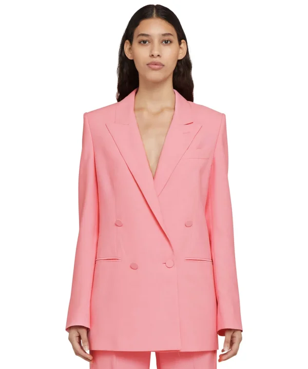 MSGM Blazer Doppiopetto In Viscosa Pink Cheap