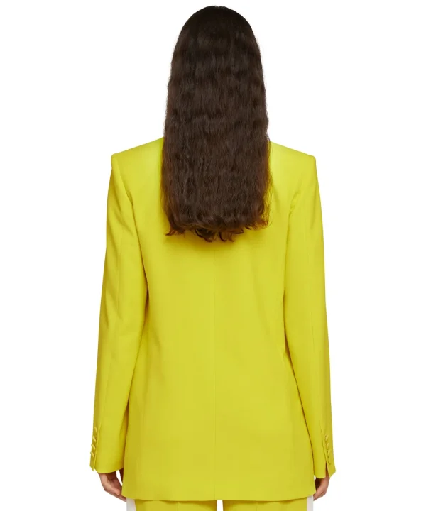 MSGM Blazer Doppiopetto In Viscosa Lemon Yellow Hot