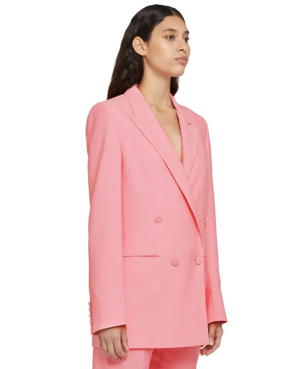 MSGM Blazer Doppiopetto In Viscosa Pink Cheap