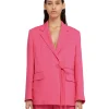 MSGM Blazer In Viscosa Grezza Con Design A Portafoglio Dark Pink Best