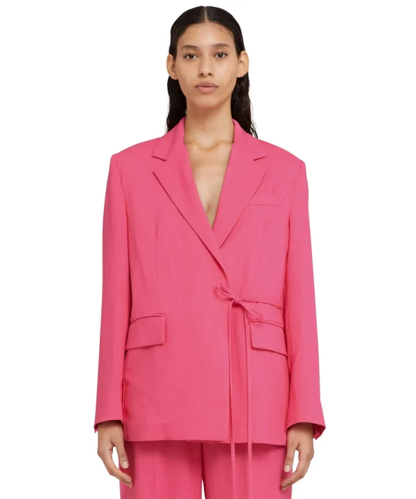 MSGM Blazer In Viscosa Grezza Con Design A Portafoglio Dark Pink Best