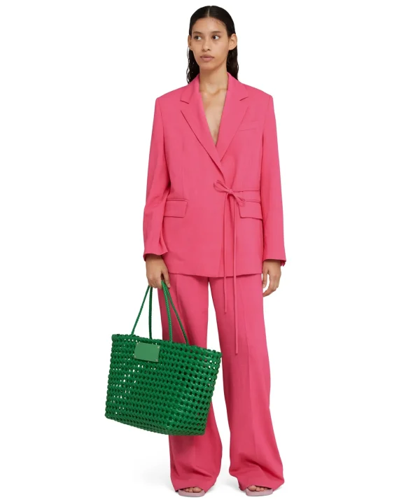 MSGM Blazer In Viscosa Grezza Con Design A Portafoglio Dark Pink Best