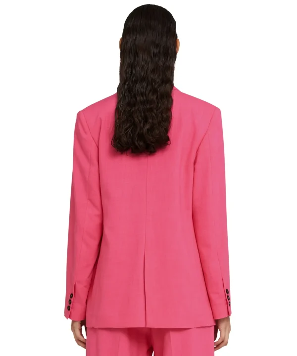 MSGM Blazer In Viscosa Grezza Con Design A Portafoglio Dark Pink Best