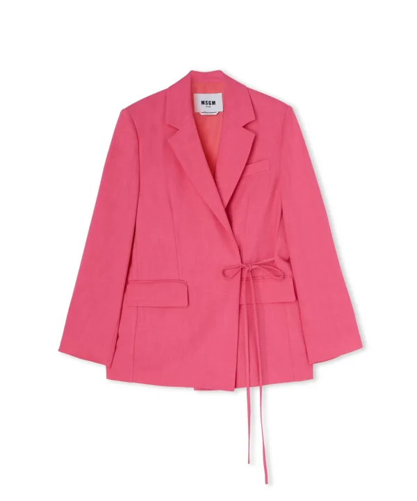 MSGM Blazer In Viscosa Grezza Con Design A Portafoglio Dark Pink Best