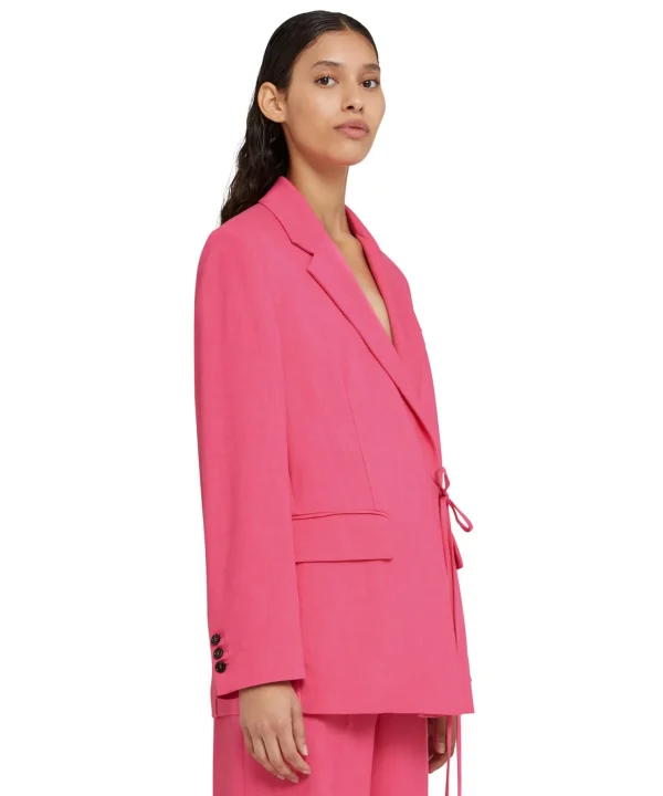 MSGM Blazer In Viscosa Grezza Con Design A Portafoglio Dark Pink Best