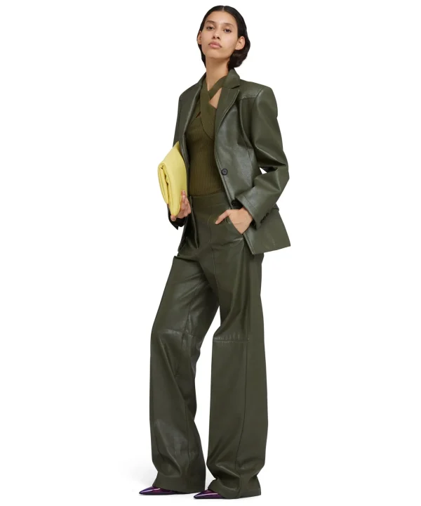 MSGM Blazer Monopetto In Eco-Pelle Military Green Cheap