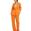 MSGM Blazer Monopetto In Fresco Lana Orange Cheap