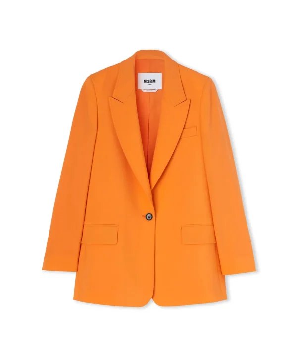 MSGM Blazer Monopetto In Fresco Lana Orange Store