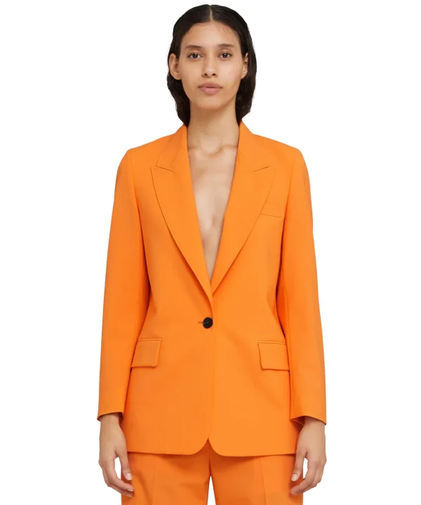 MSGM Blazer Monopetto In Fresco Lana Orange Store