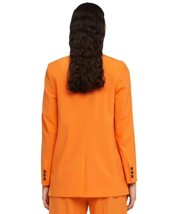 MSGM Blazer Monopetto In Fresco Lana Orange Store