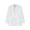 MSGM Blazer Monopetto In Viscosa Con Fiocchi Applicati Cream Store