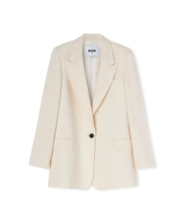 MSGM Blazer Monopetto In Viscosa Grezza Butter Discount