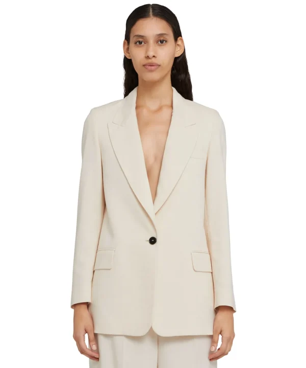 MSGM Blazer Monopetto In Viscosa Grezza Butter Discount