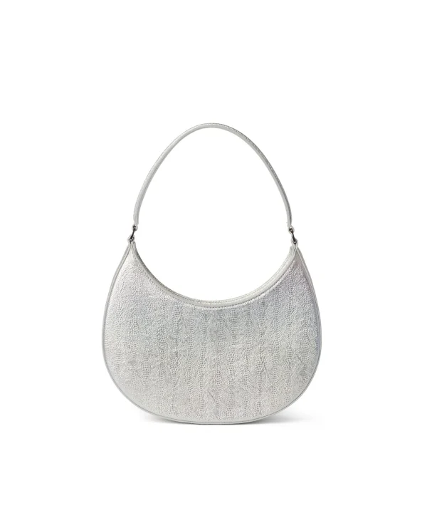 MSGM Borsa Piccola A Spalla "Hobo" In Ecopelle Craquele Sfumata White Cheap