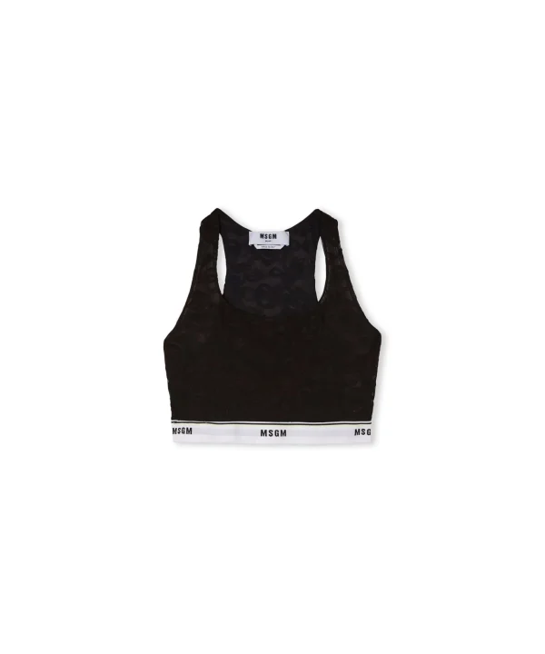 MSGM Brassiere In Pizzo Con Banda Elastica Black Sale