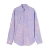 MSGM Camicia A Righe In Cotone Organico Popeline Con Lavaggio Bleached Blue Best