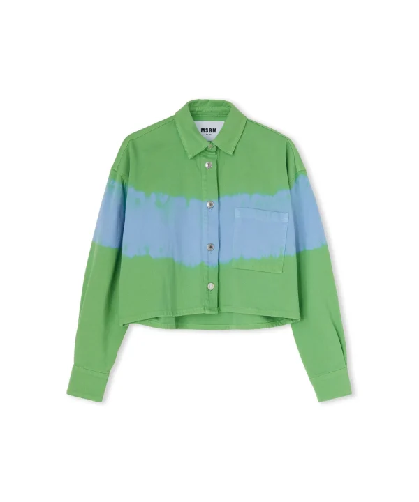 MSGM Camicia Crop In Bull Con Lavorazione "Tie Dye Bull" Green Online