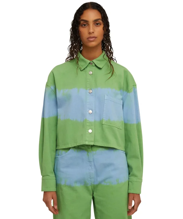 MSGM Camicia Crop In Bull Con Lavorazione "Tie Dye Bull" Green Online