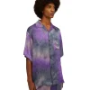 MSGM Camicia Fluida In Viscosa Tie Dye A Maniche Corte Purple Tye Dye Cheap