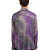 MSGM Camicia Fluida In Viscosa Tie Dye Purple Tye Dye Fashion