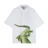 MSGM Camicia In Cotone Organico Popeline Con Stampa "Crocodile" White Hot