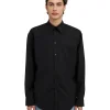 MSGM Camicia In Fresco Lana Tinta Unita Con Dettagli Western Black Best Sale