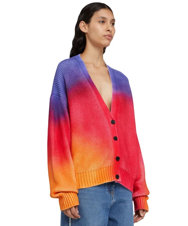 MSGM Cardigan In Cotone Tie Dye Grey Fashion